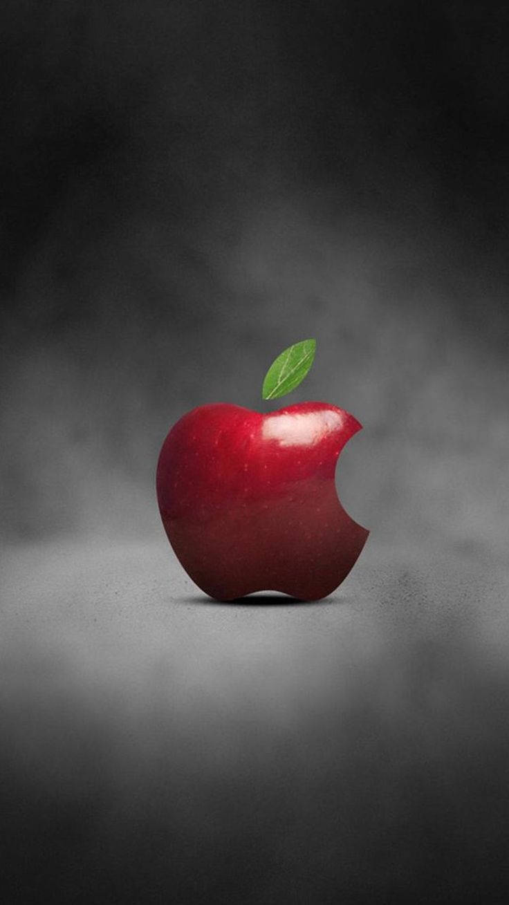 Bitten Red Apple Logo Iphone Wallpaper