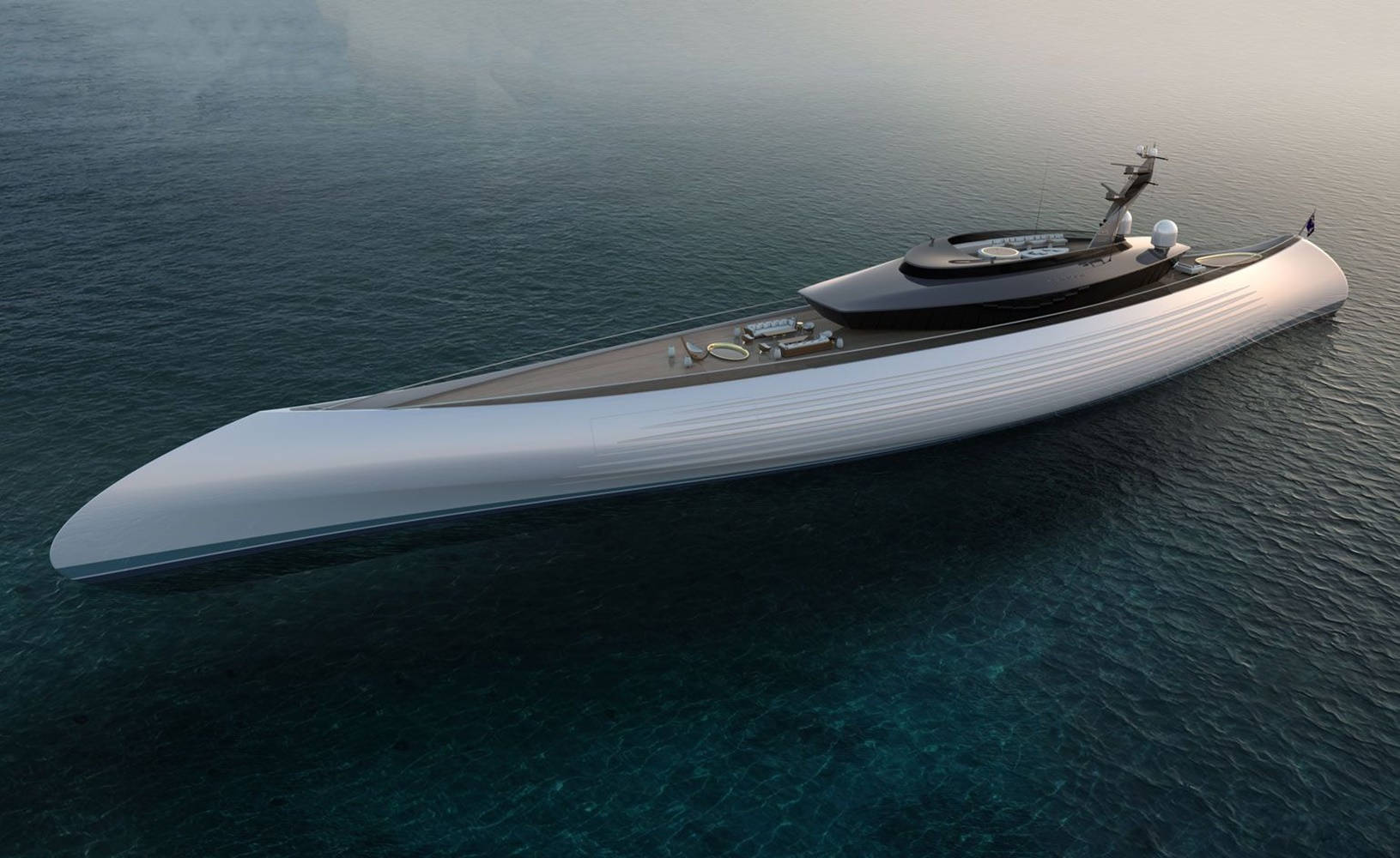 Luxurious Long Yacht Cruising in the Open Sea Wallpaper