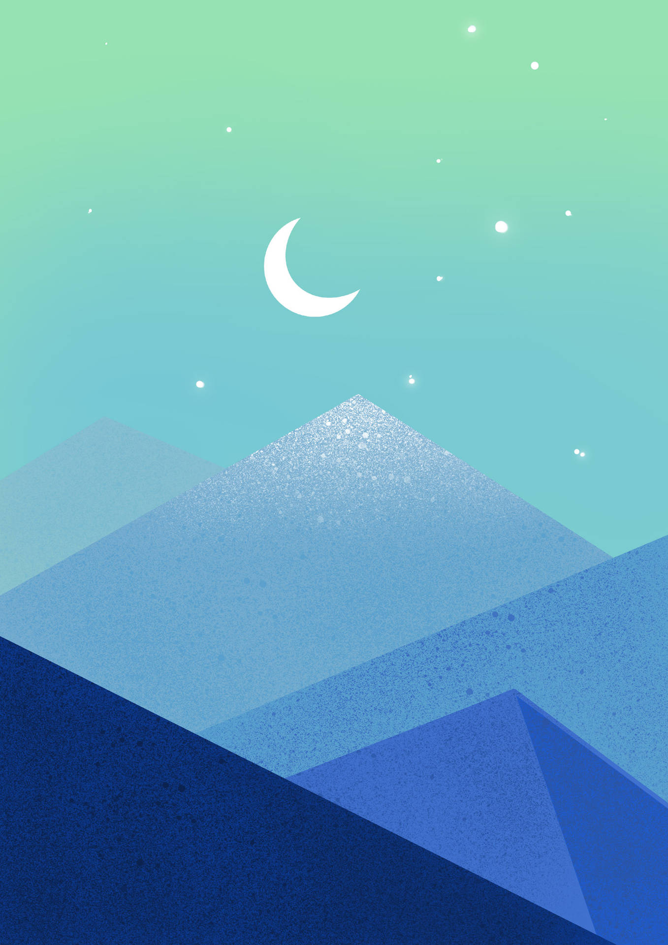 Bjerge Om Natten Minimalistisk Android Wallpaper