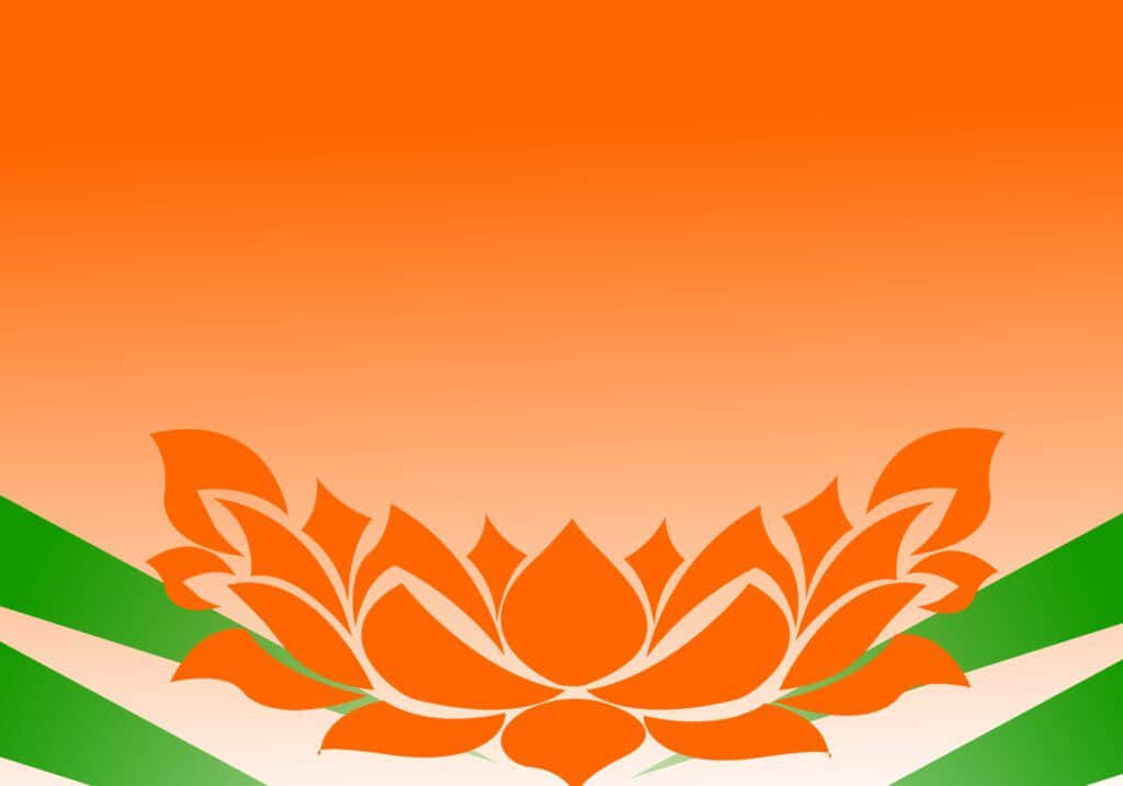 A Lotus Flower On An Orange And Green Background