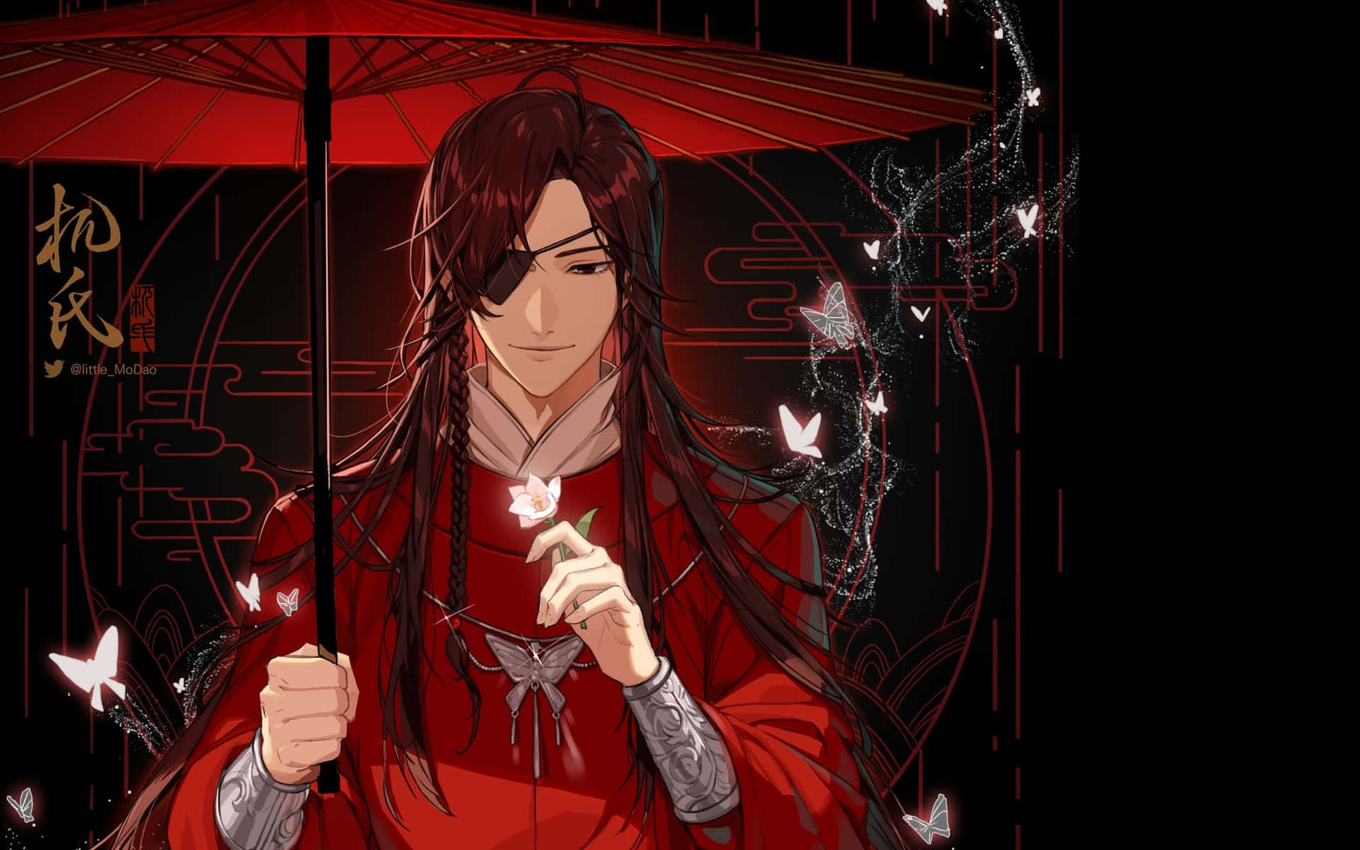 A Man In Red Holding An Umbrella Wallpaper