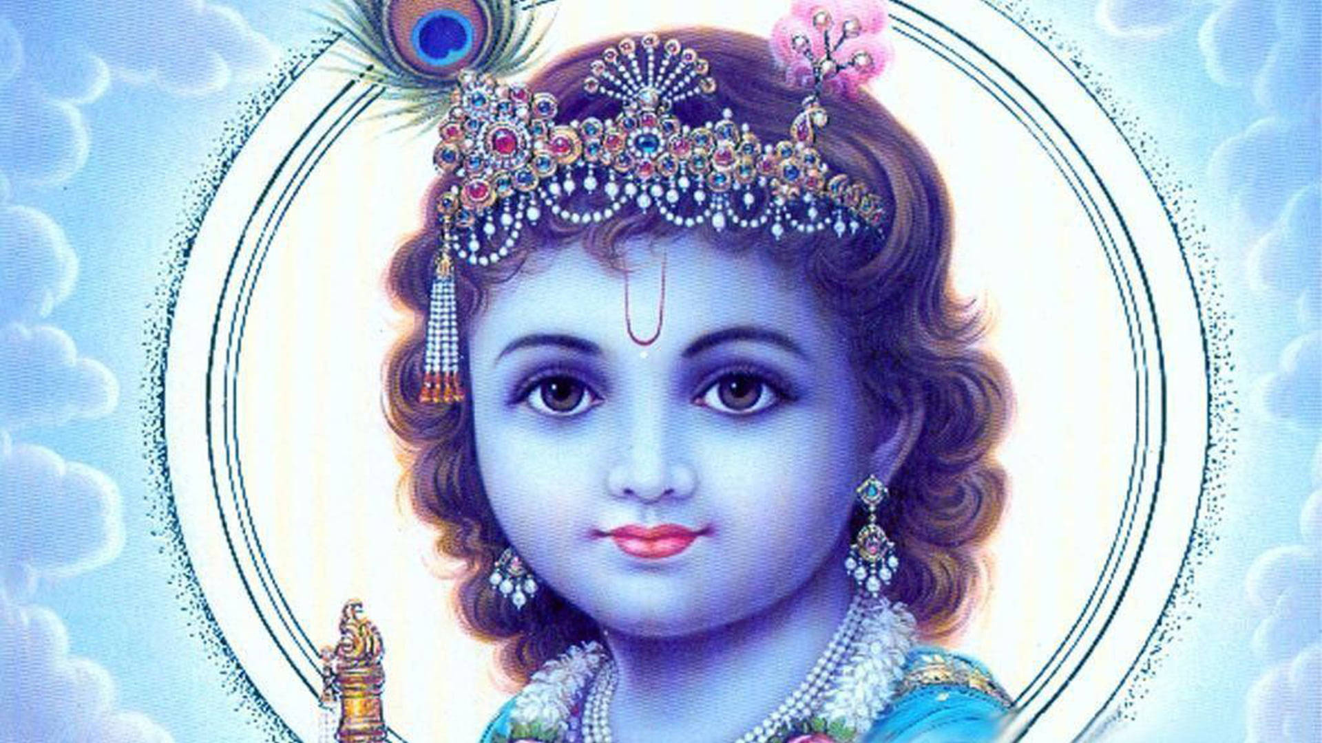 Blå Baby Krishna 4k Wallpaper