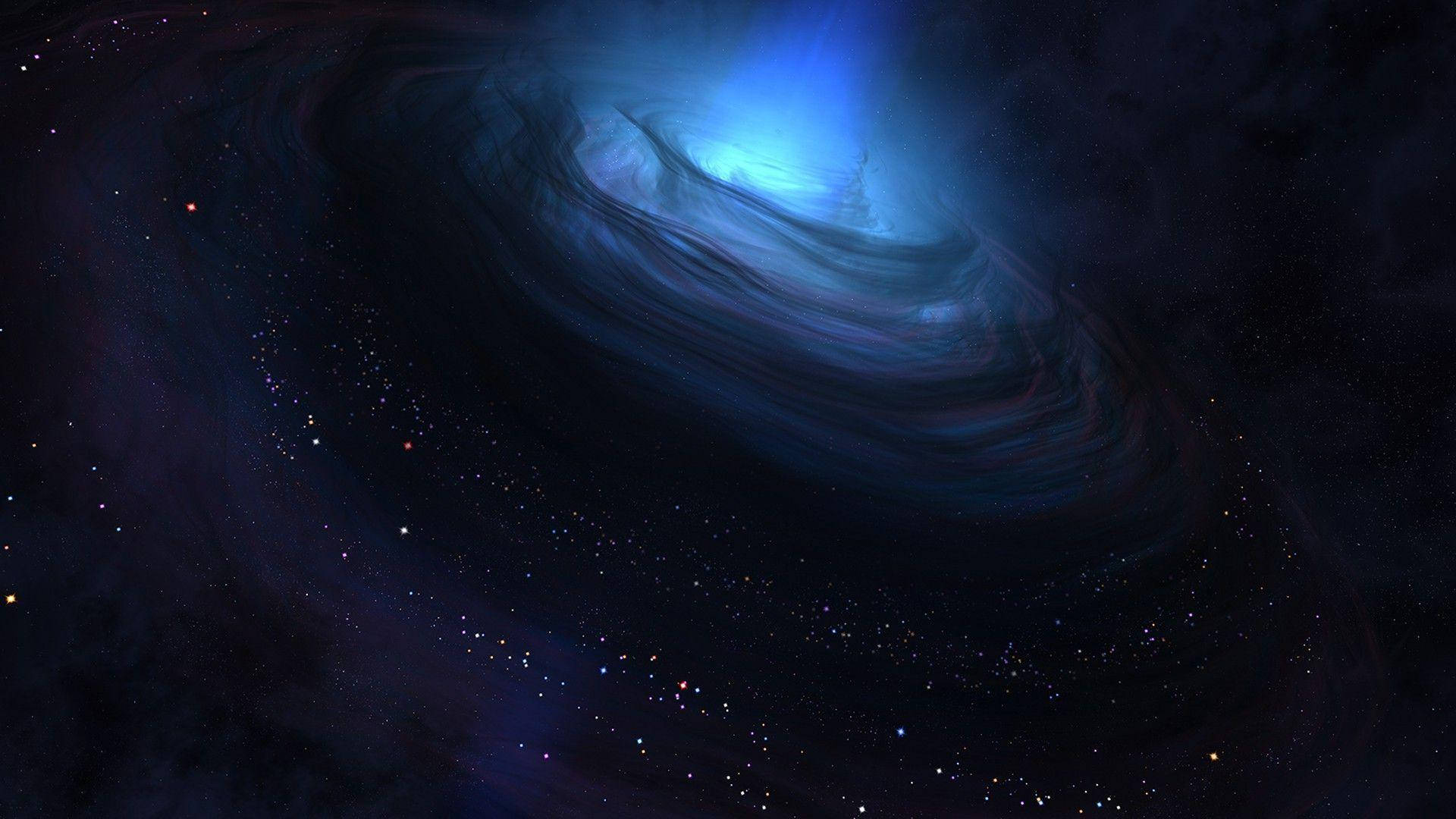 Blå Galaxy Mystisk Lys Wallpaper