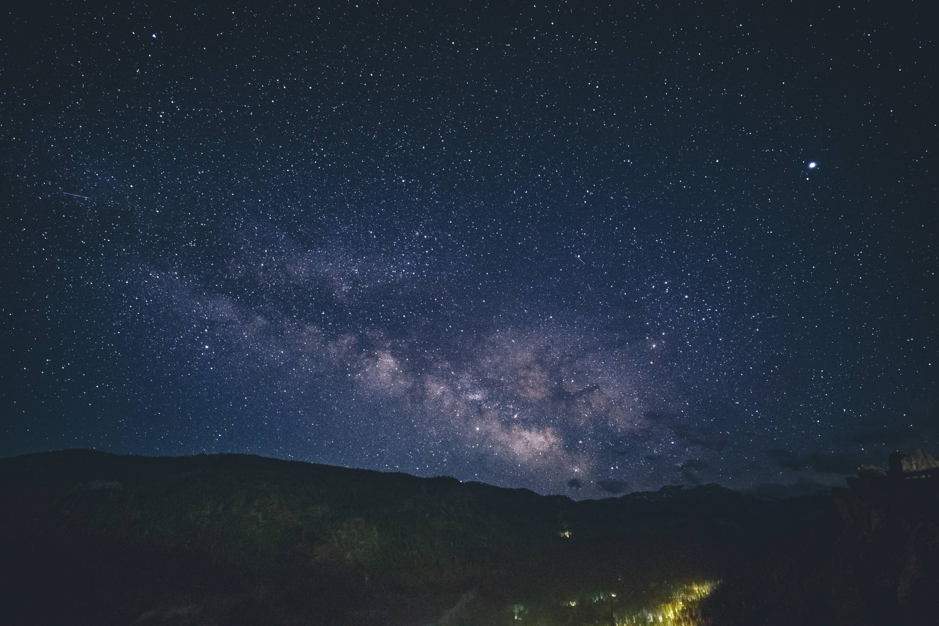 Blå Galaxy Starry Night View Wallpaper