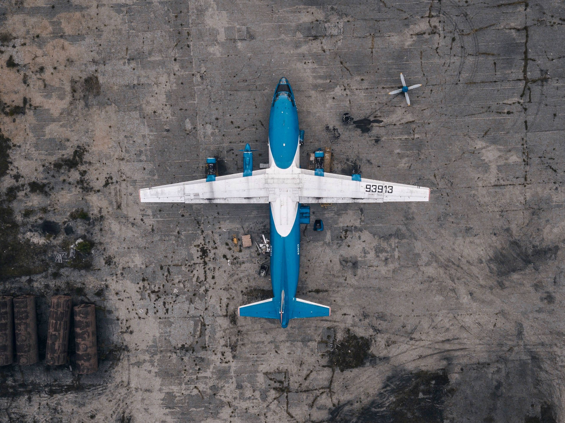 Blå Hd Plane Luftfoto Wallpaper