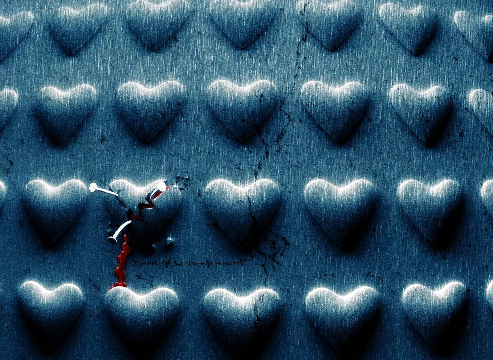 Blå Hjerteformet Sten Wallpaper