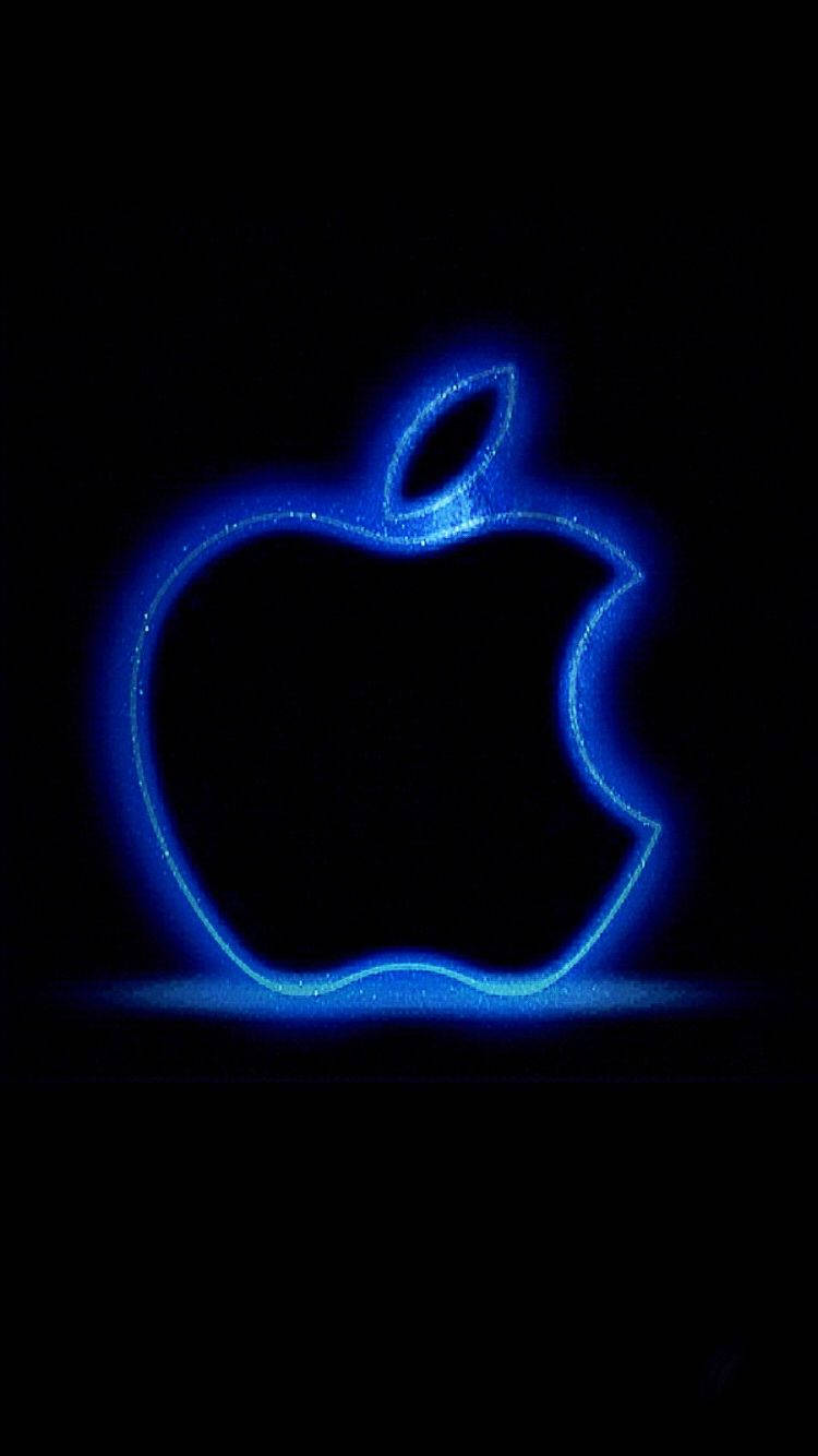 Blå Lit Apple Logo Iphone Wallpaper