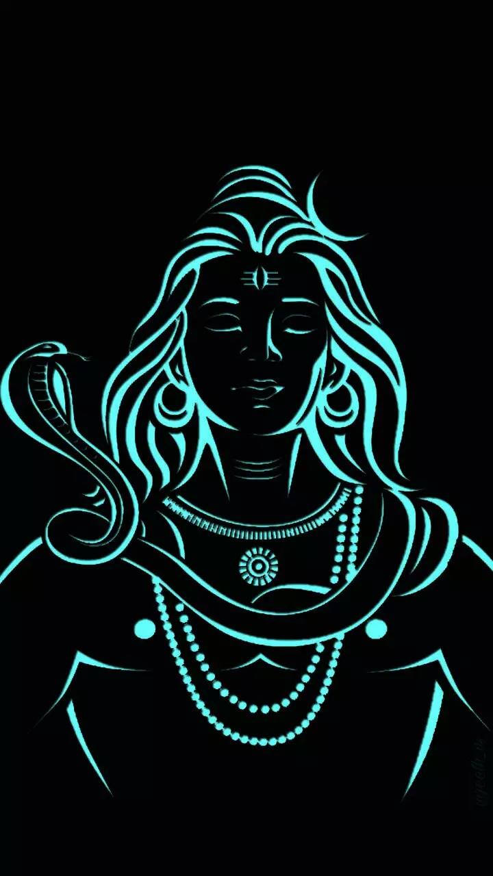 Blå Mahadev Rudra Avatar Outline Wallpaper