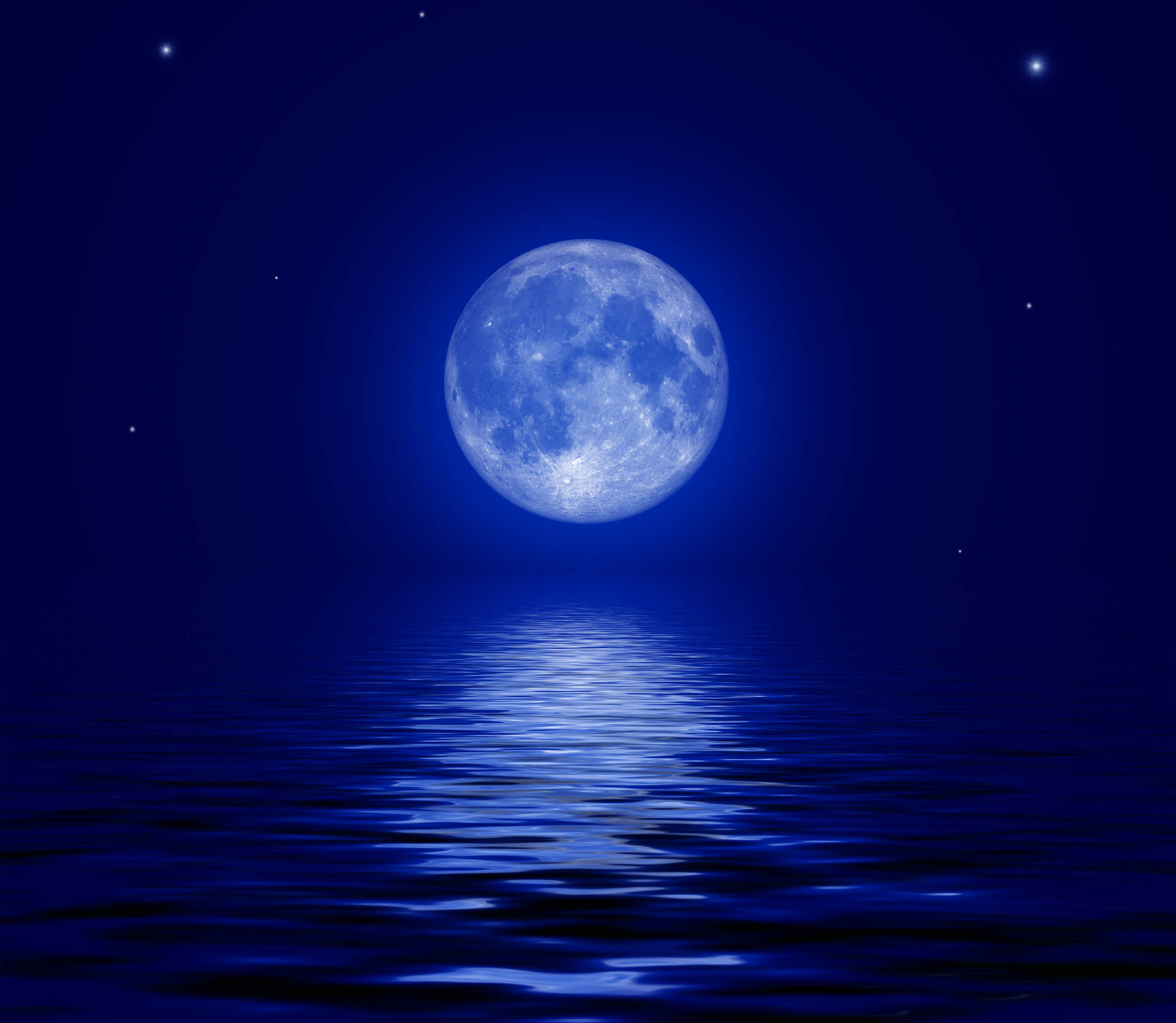 Blå Måne Nattehimmel Wallpaper