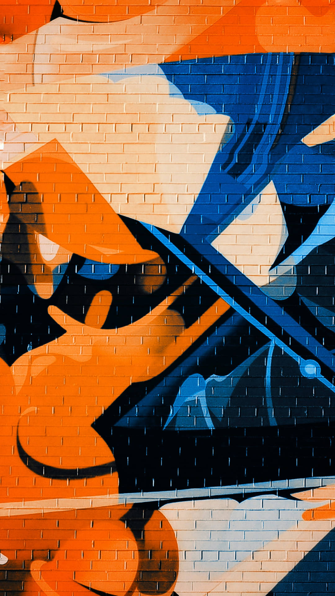 Blå Og Orange Graffiti Iphone Wallpaper