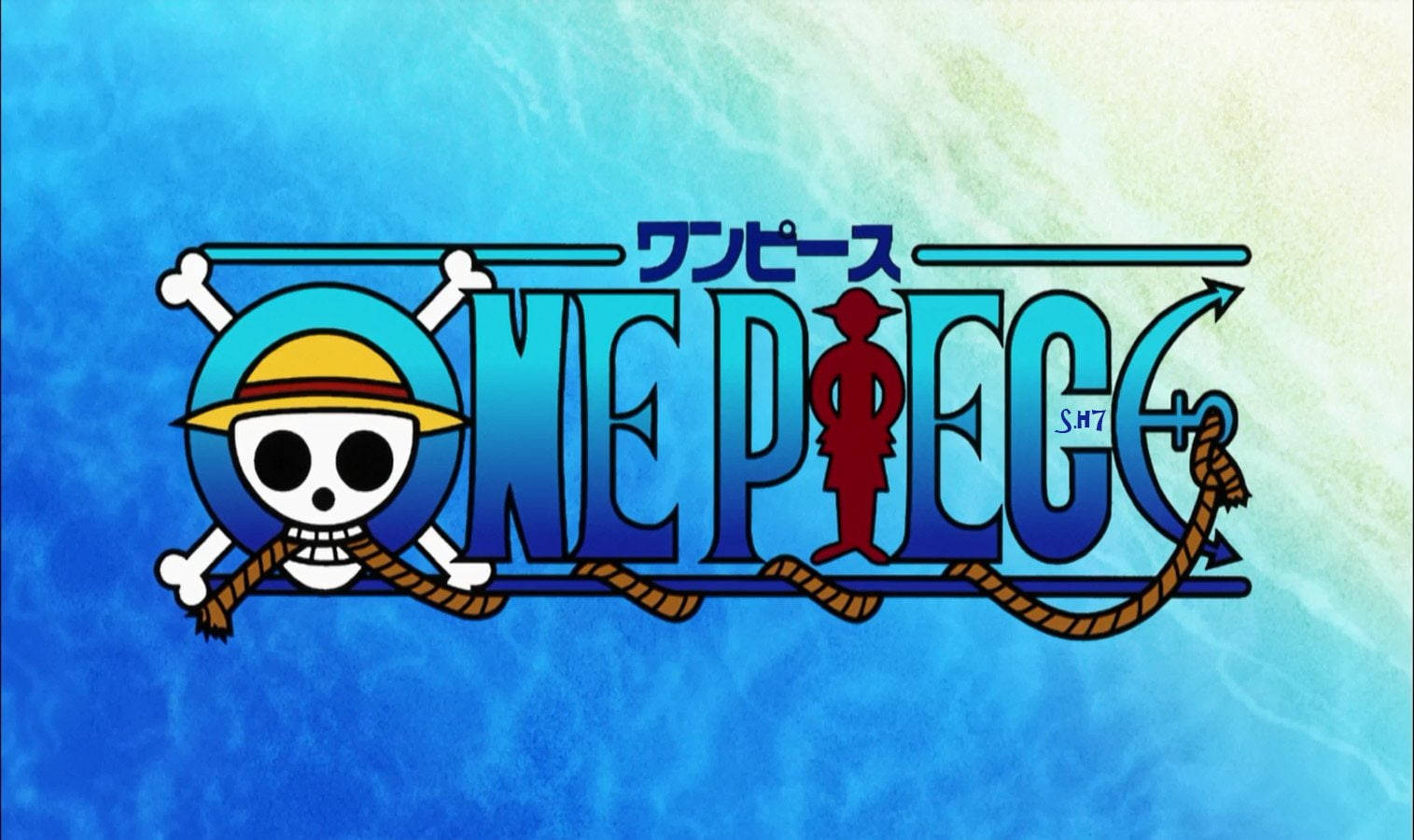 Blå One Piece Logo Wallpaper