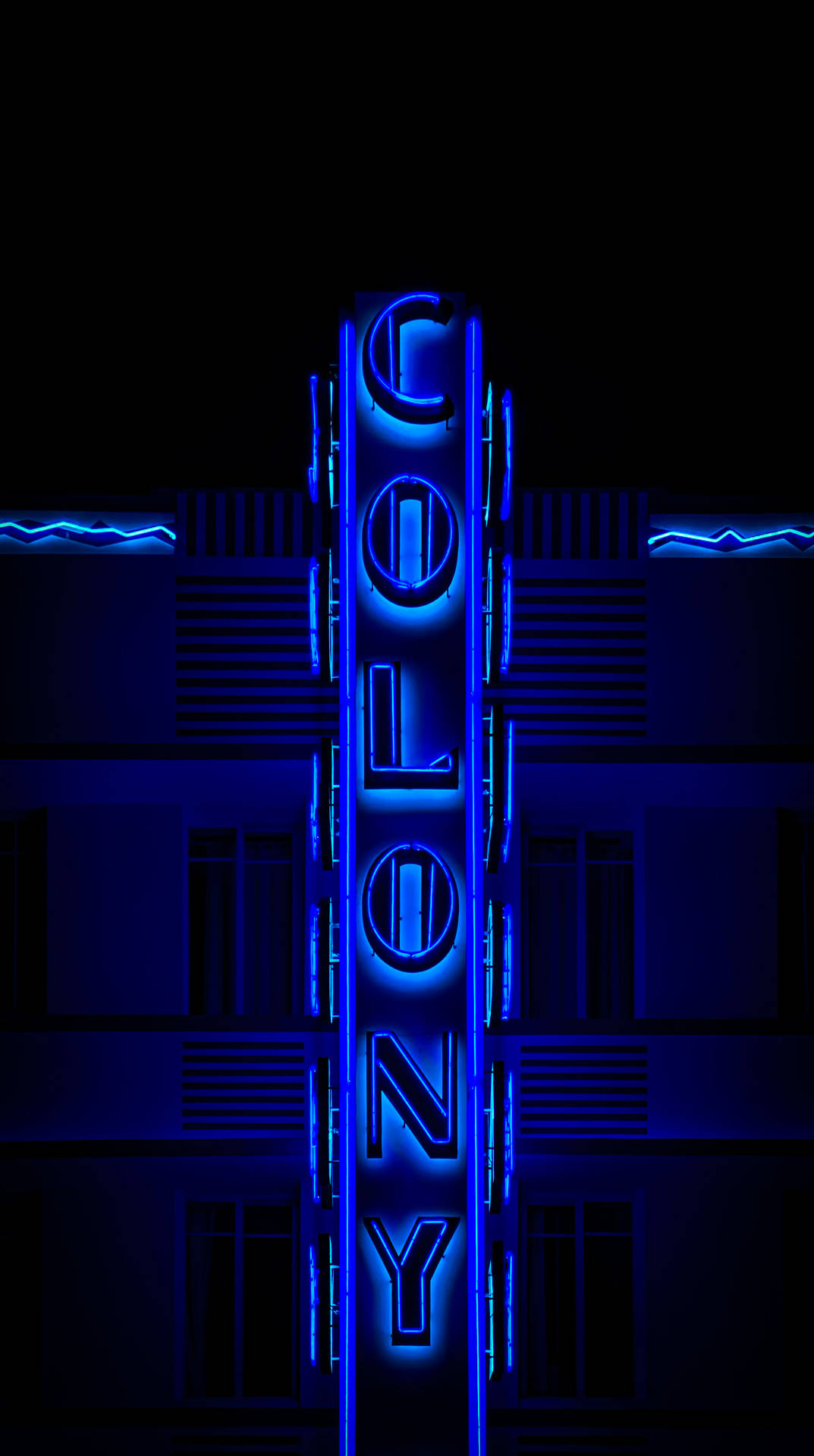 Blå Retro Neon Æstetisk Iphone Wallpaper