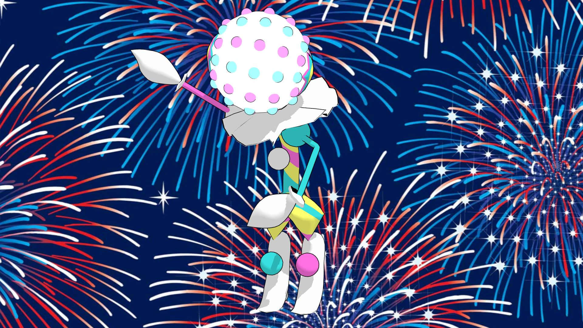 Blacephalon With Fireworks Wallpaper
