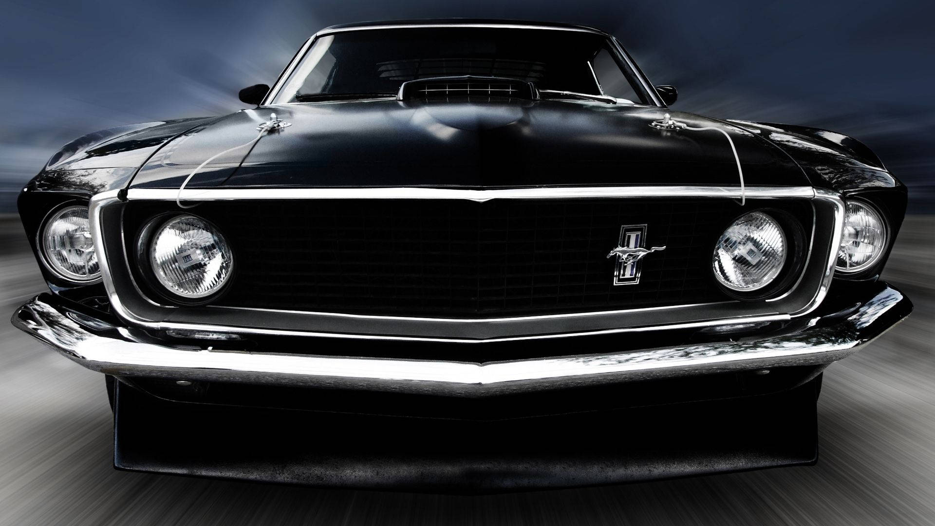 Automóvilclásico Ford Mustang Negro Del Año 1969 Fondo de pantalla