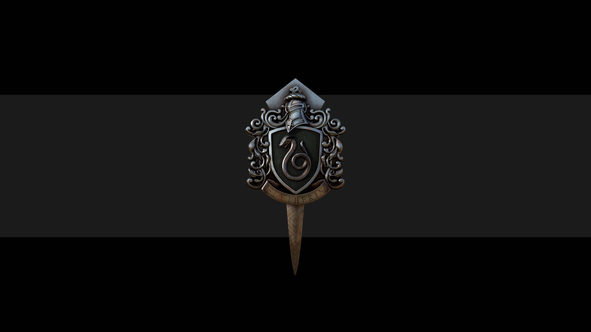 Black 3D Slytherin Badge Wallpaper