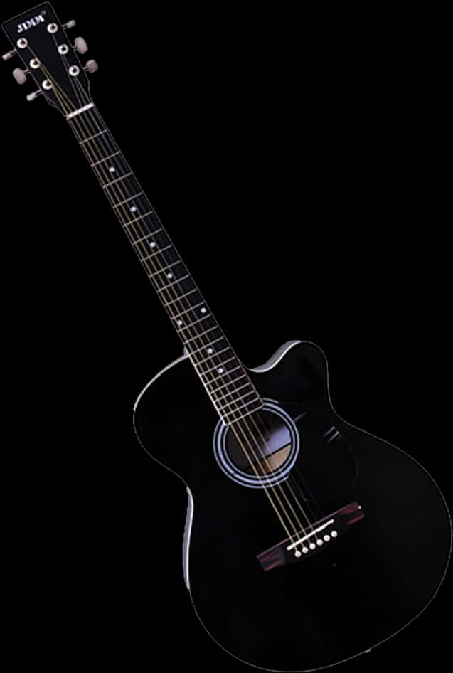 Black Acoustic Guitaron Dark Background.jpg PNG