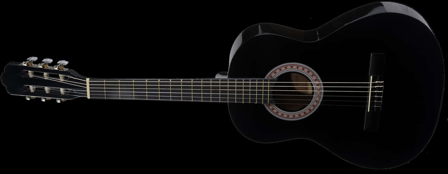 Black Acoustic Guitaron Dark Background PNG