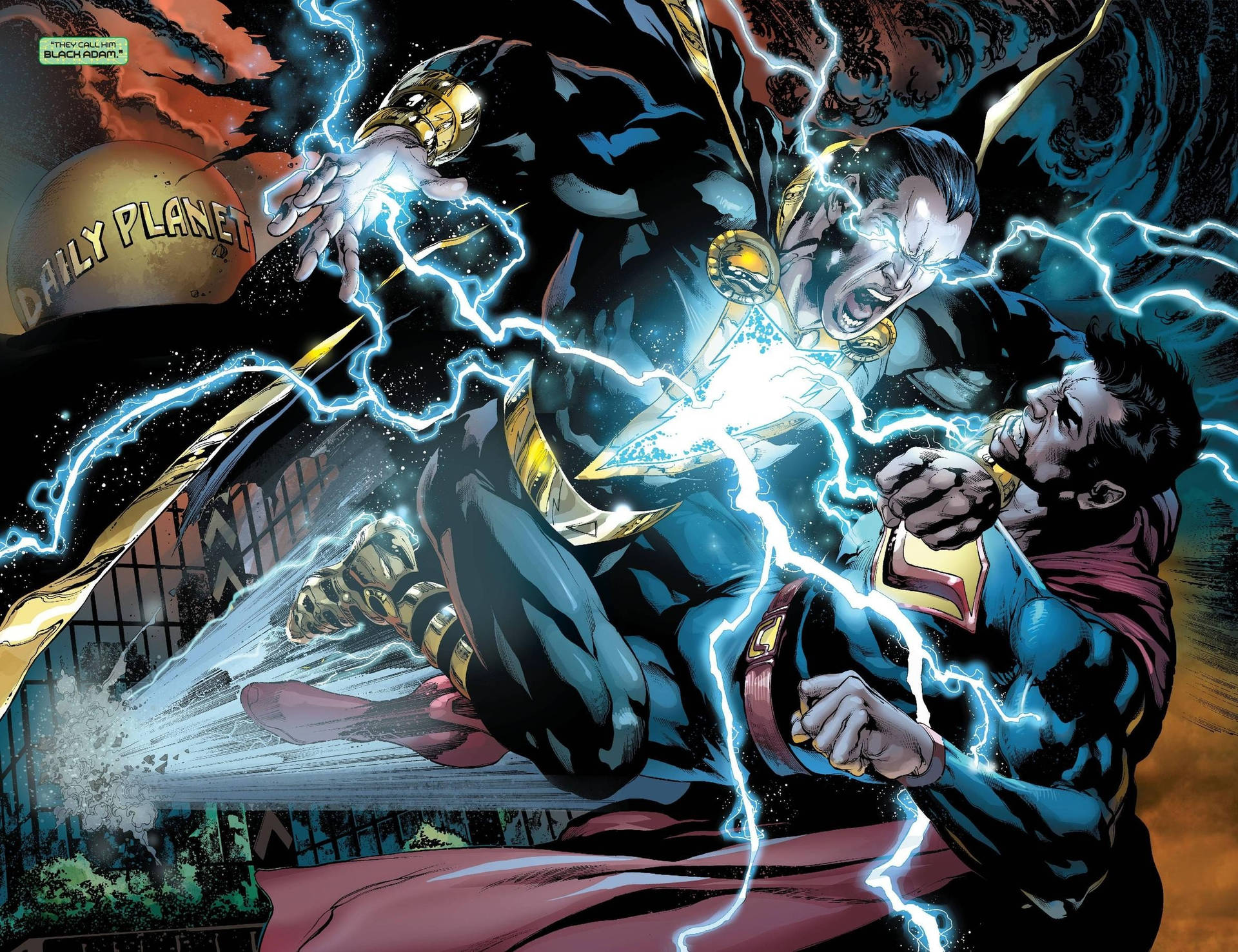 Sort Adam mod Superman Comics på Visning Wallpaper