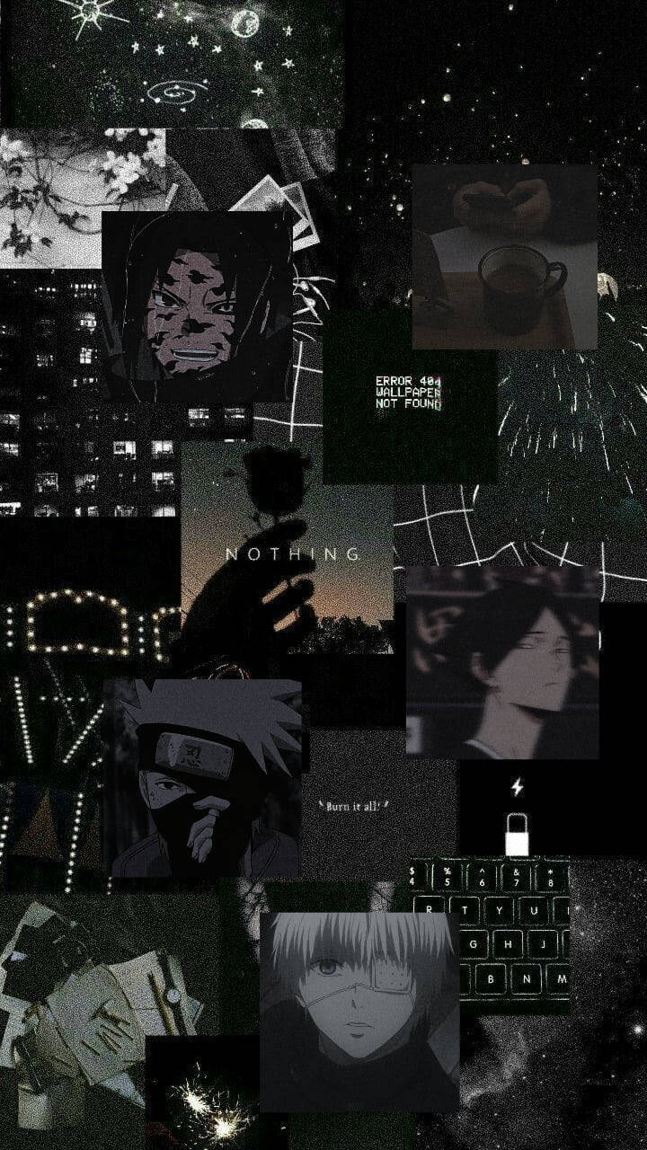 Black Aesthetic Anime Collage Characters Wallpaper