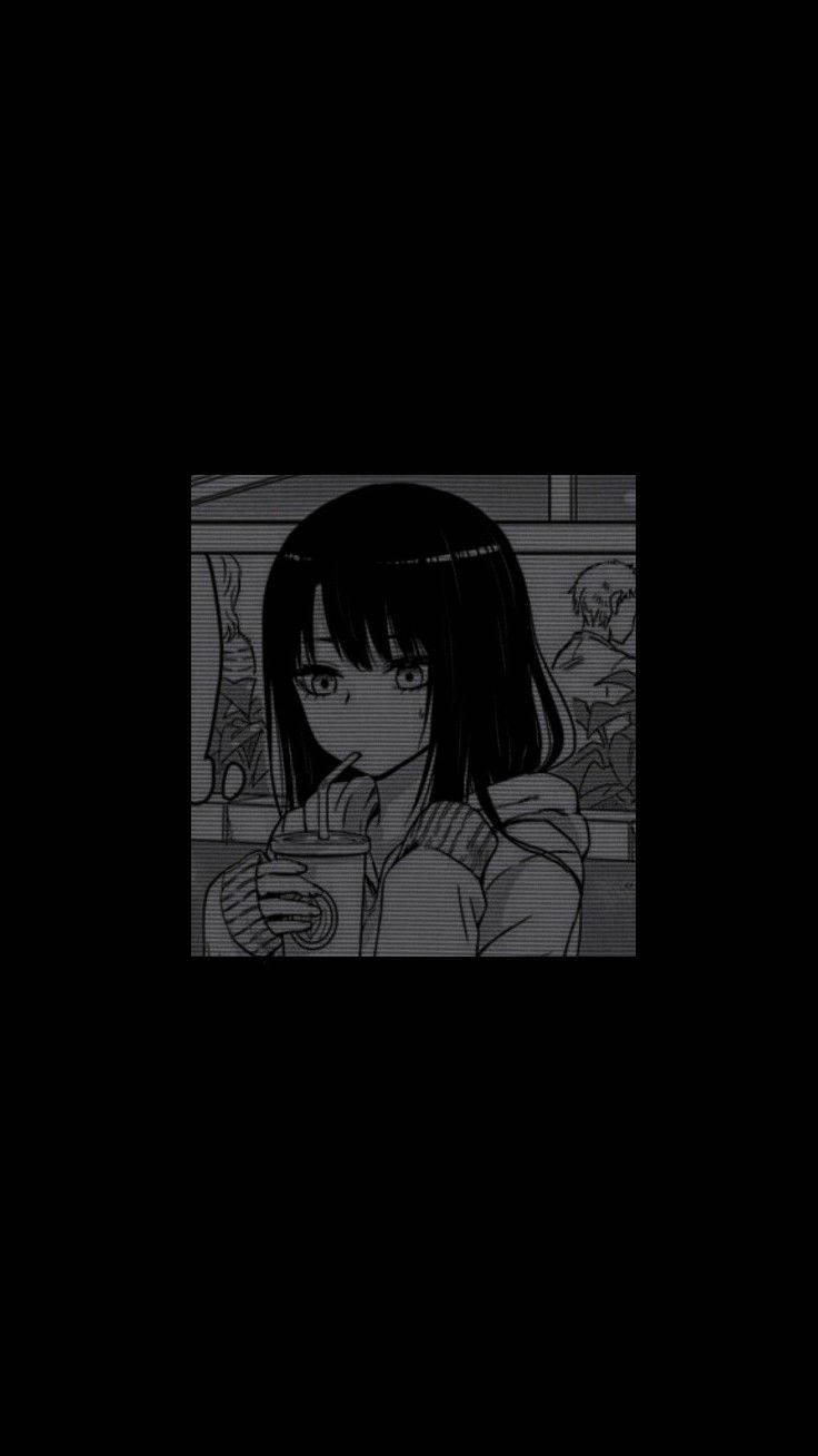 Black Aesthetic Anime Miko Yotsuya Drinking Wallpaper