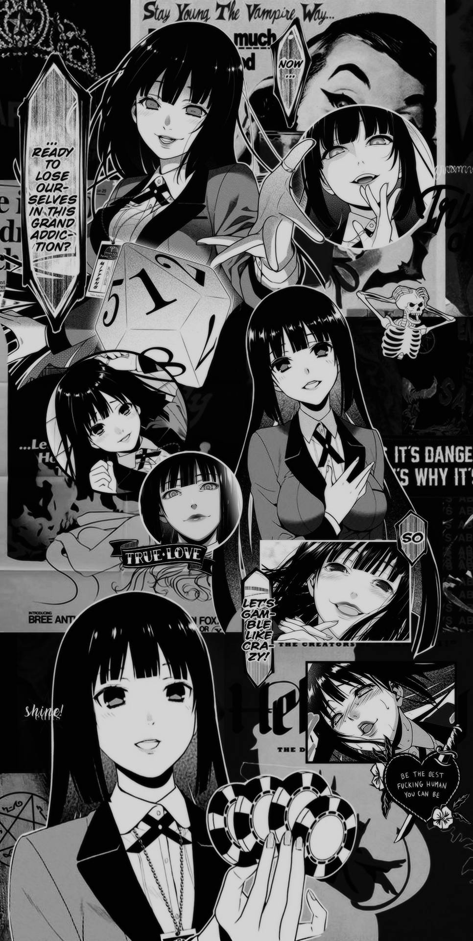 Black Aesthetic Anime Yumeko Kakeguri Wallpaper