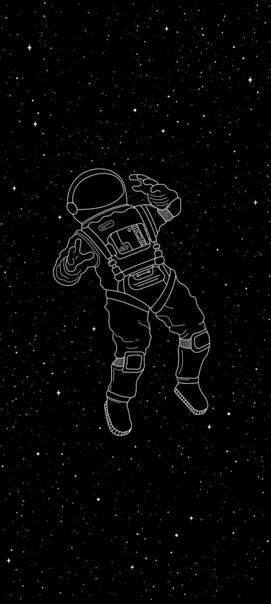 Fondode Pantalla Estético Negro Con Astronauta Flotante