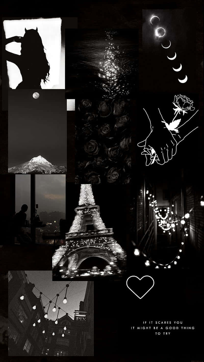 Fondoestético Negro De Collage Luminoso