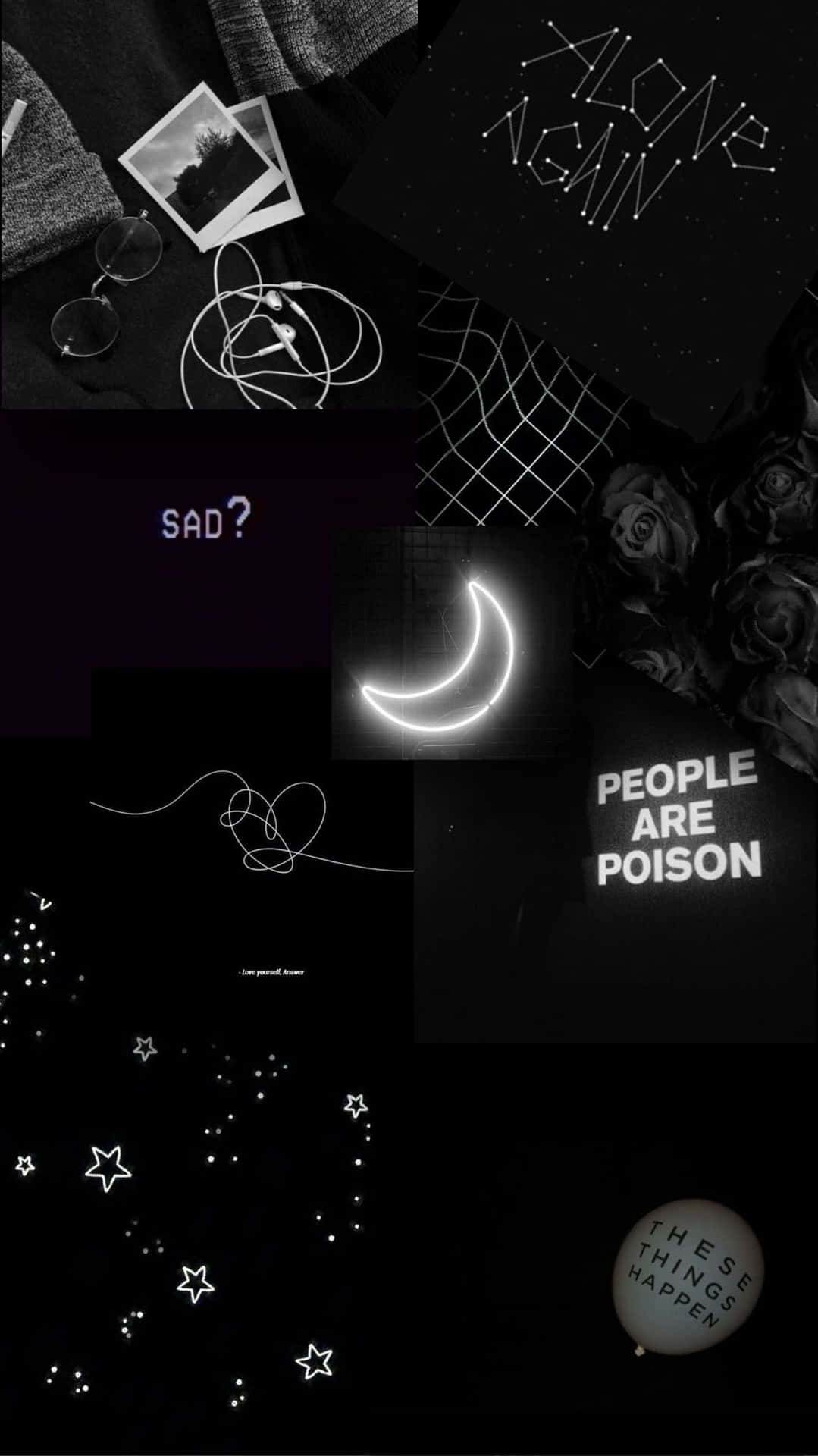 Dark Black Aesthetic Collage Poster Background