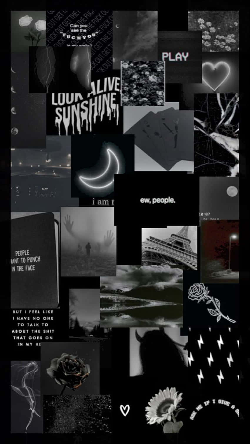 Overlapping Collage Black Aesthetic Background