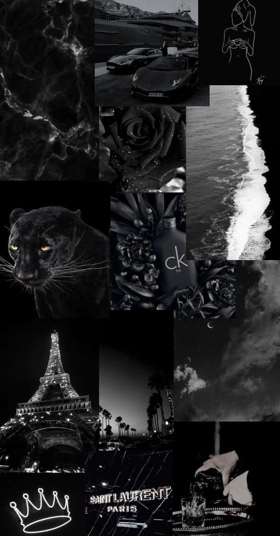 Fondoestético Negro De Collage De Fotos