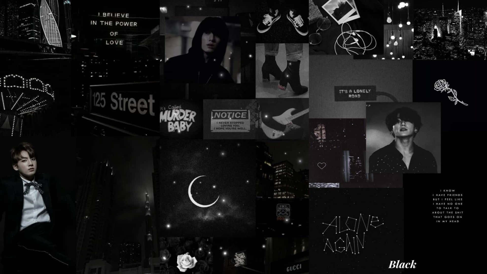 Download Korean Idols Collage Black Aesthetic Background | Wallpapers.com