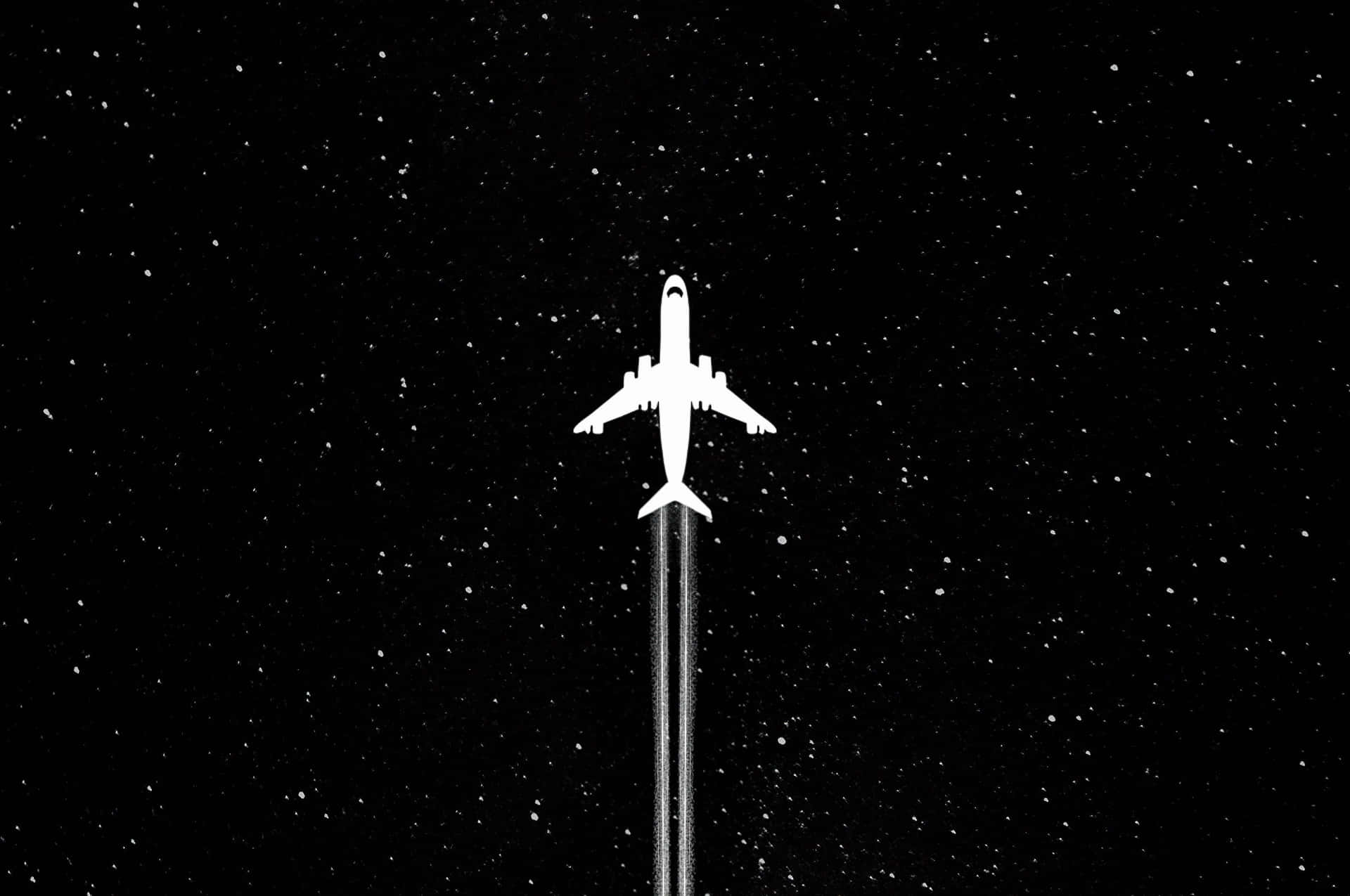 Sfondodigitale D'arte Nera Con Aeroplano Che Vola