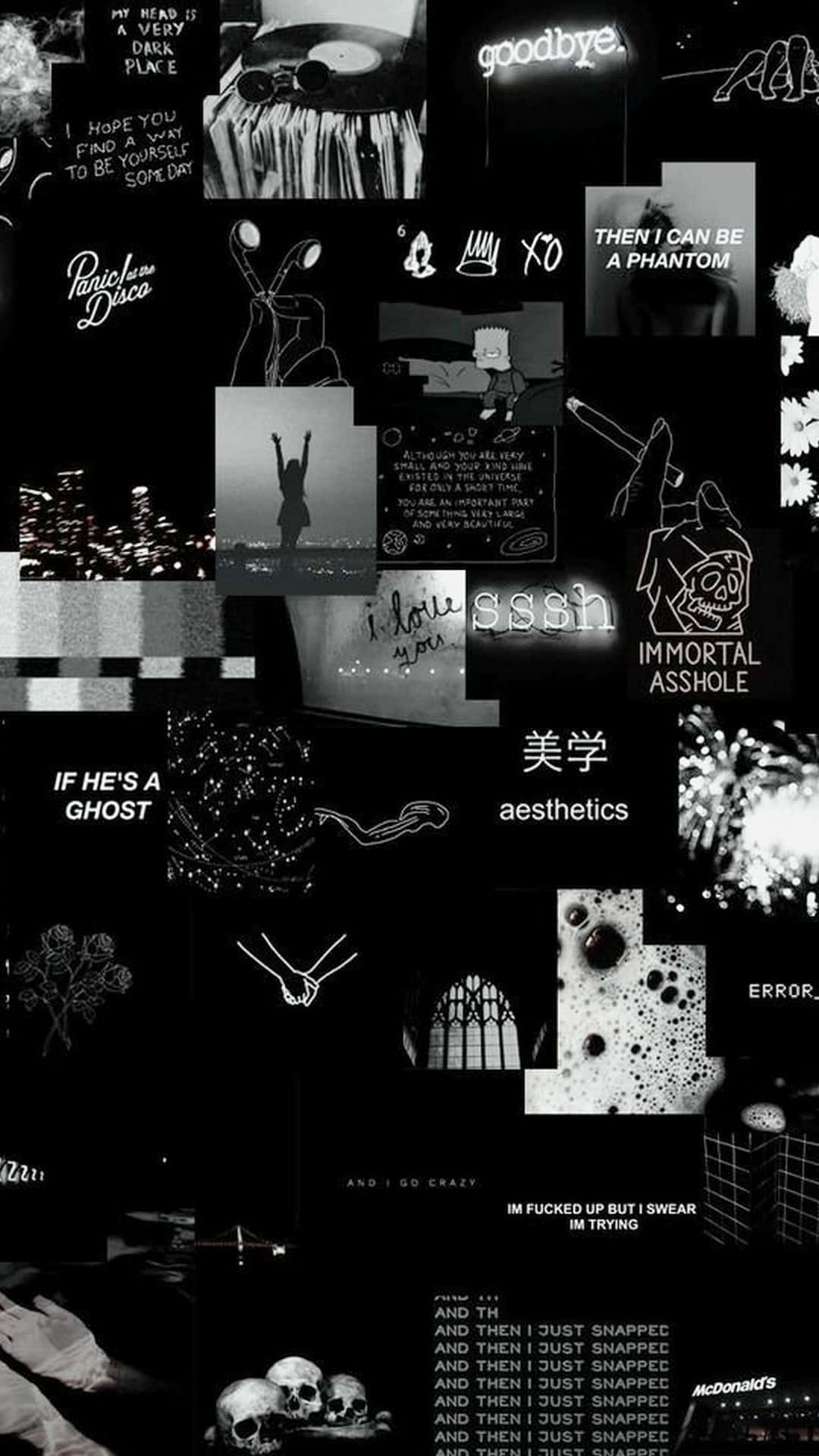 Fondoestético De Collage Grunge En Negro.