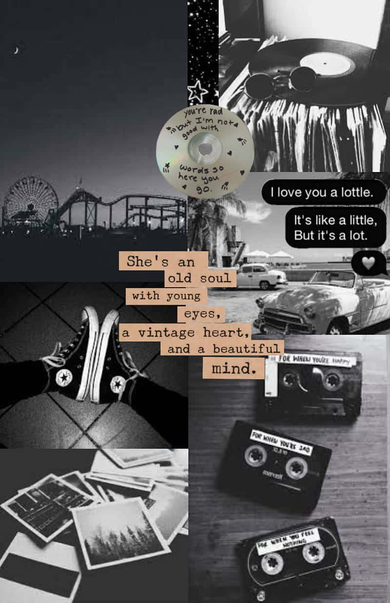 Quote Over Collage Black Aesthetic Background