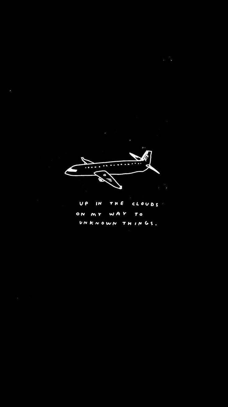 Black Aesthetic Phone Airplane And Text Wallpaper