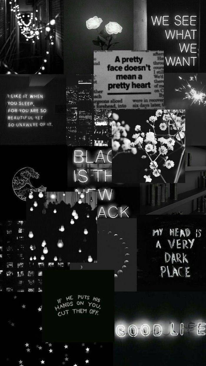 Black Aesthetic Phone Collage Wallpaper