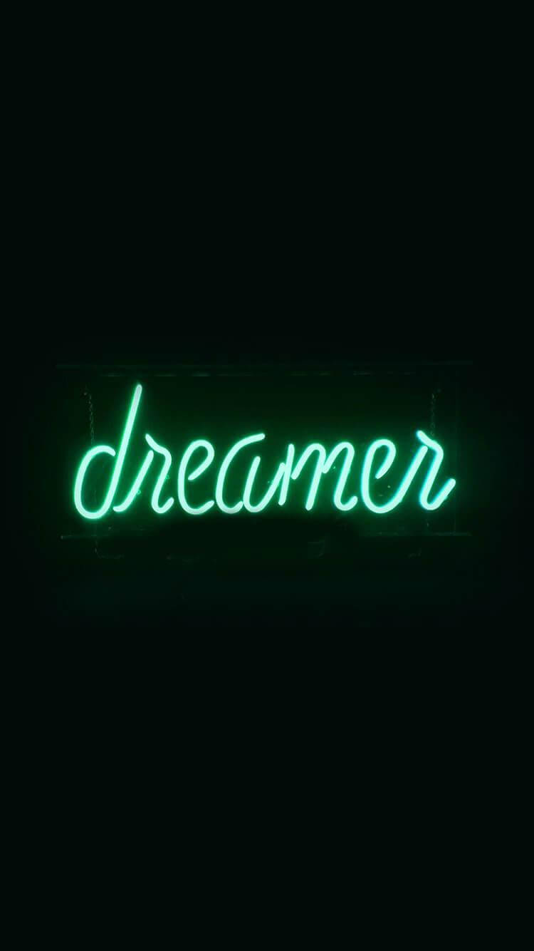 Black Aesthetic Phone Dreamer Neon Sign Wallpaper