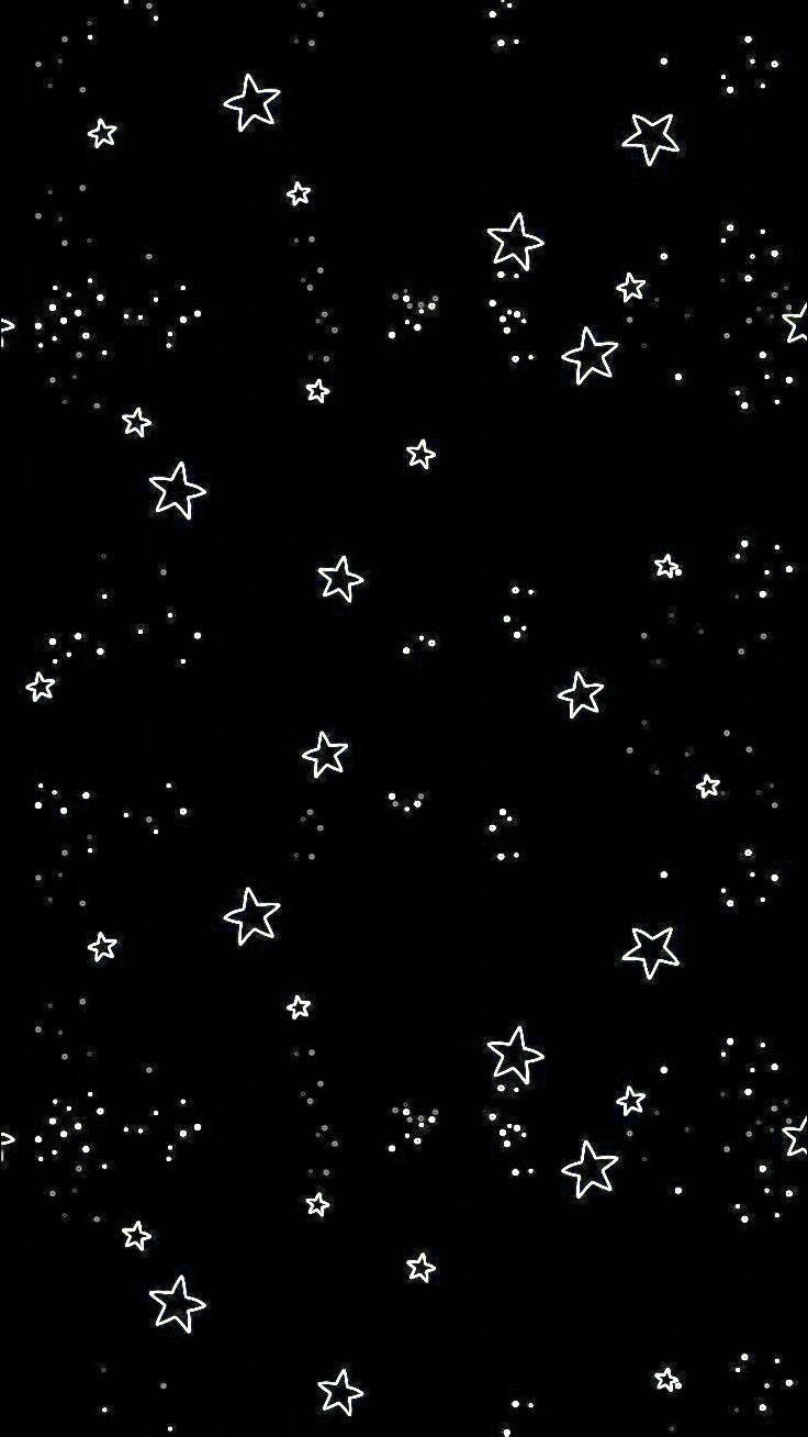 Schwarzesästhetisches Muster Mit Weißen Sternen Für Das Handy Wallpaper