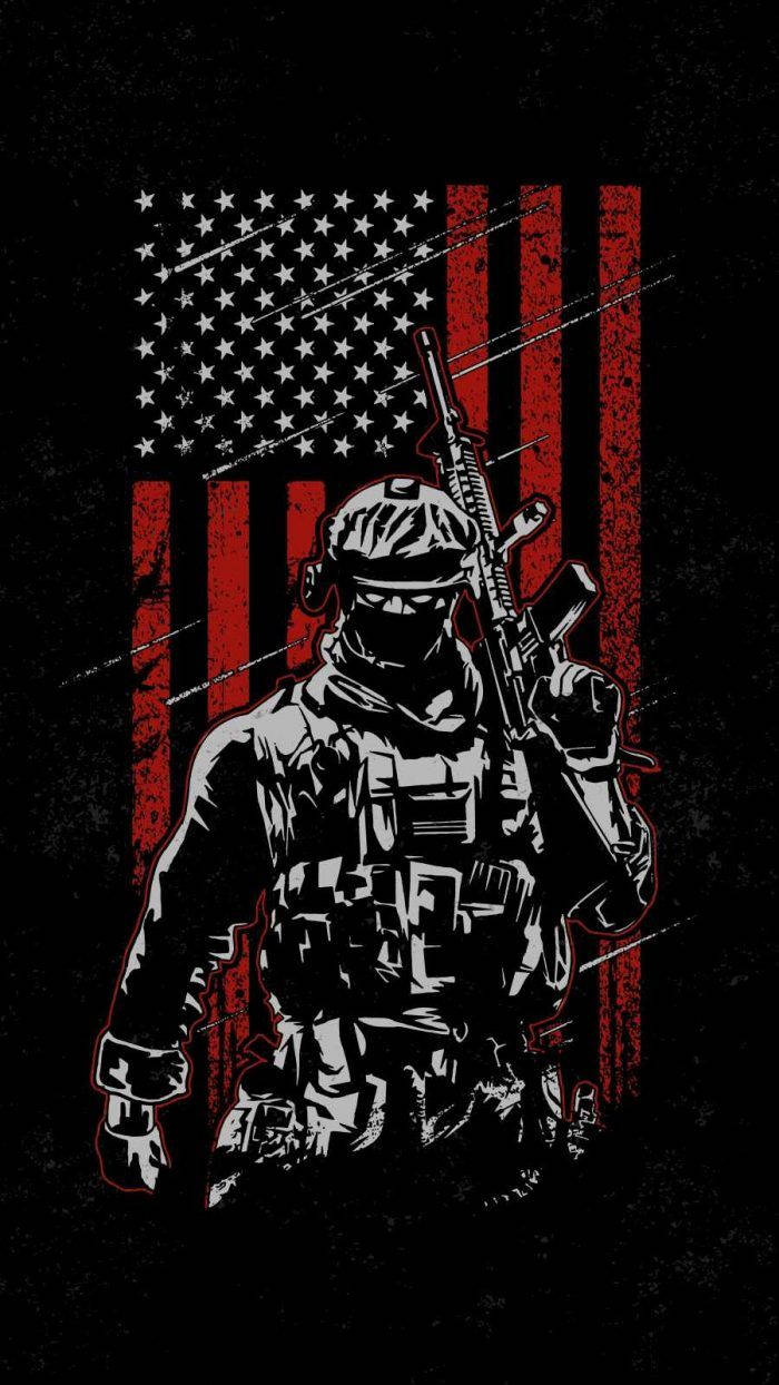 Black American Flag Cool Iphone Soldier Wallpaper