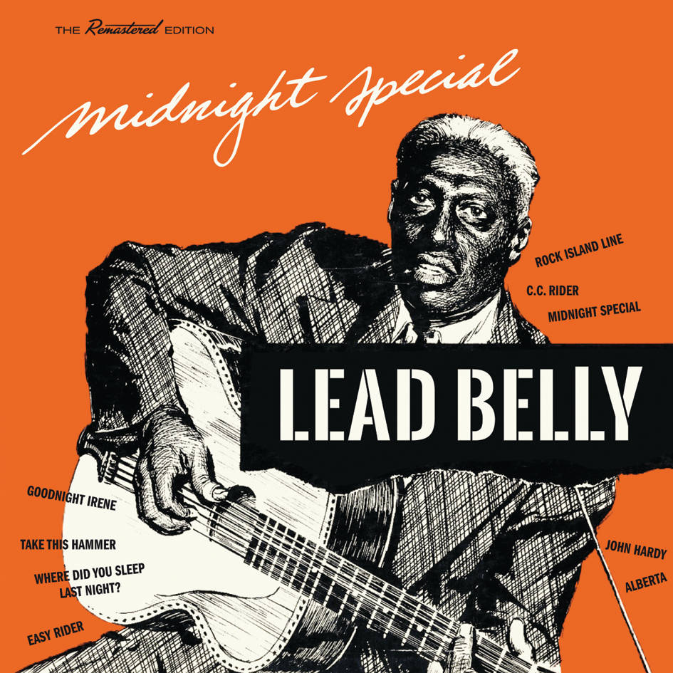 Sort amerikansk sanger Leadbelly Midnight Special Album Cover Wallpaper