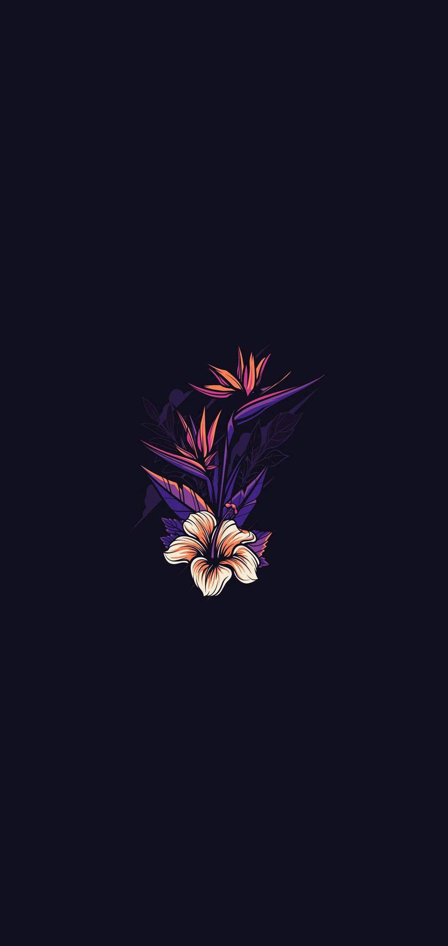 Black Amoled With Hibiscus Flower Wallpaper