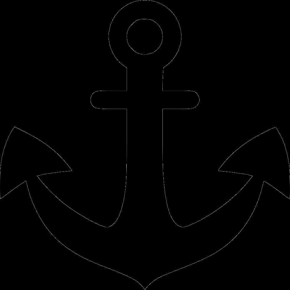 Black Anchor Outline PNG