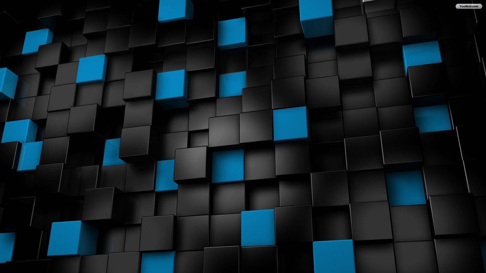 Sort og blå baggrund digital 3D-kunst Wallpaper