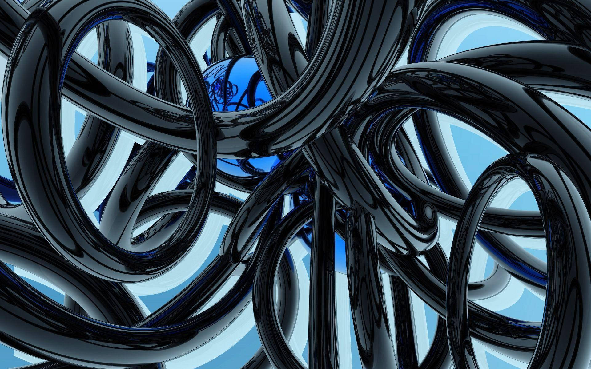 Schwarzerund Blauer Hintergrund Mit Glänzenden Ringen Wallpaper