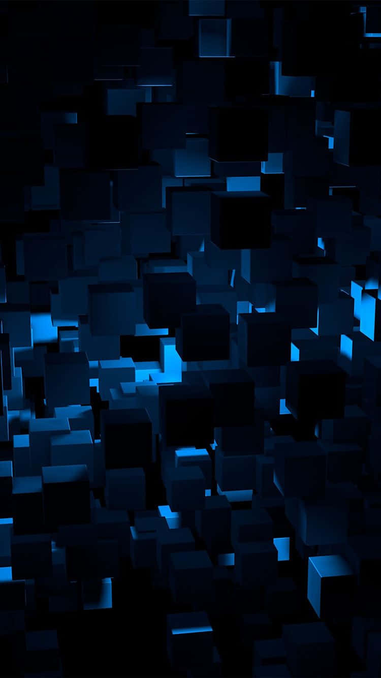 Blue Cubes In The Dark Background Wallpaper