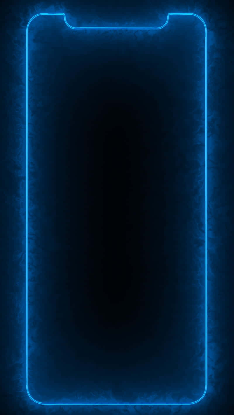 Et blåt skinnende telefonskærm på mørk baggrund. Wallpaper