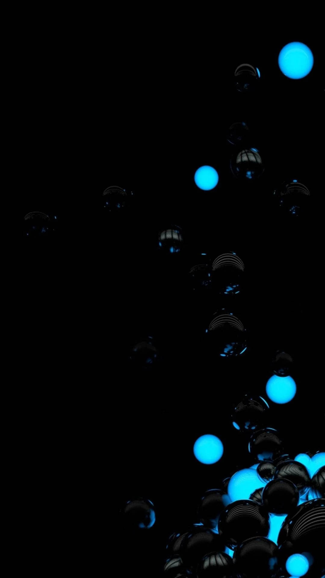 Black And Cyan Balls Mobile 3d Wallpaper