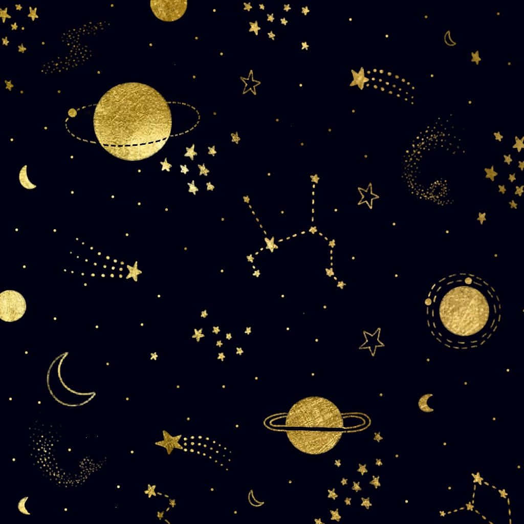 Constelaciónestética En Negro Y Oro Fondo de pantalla