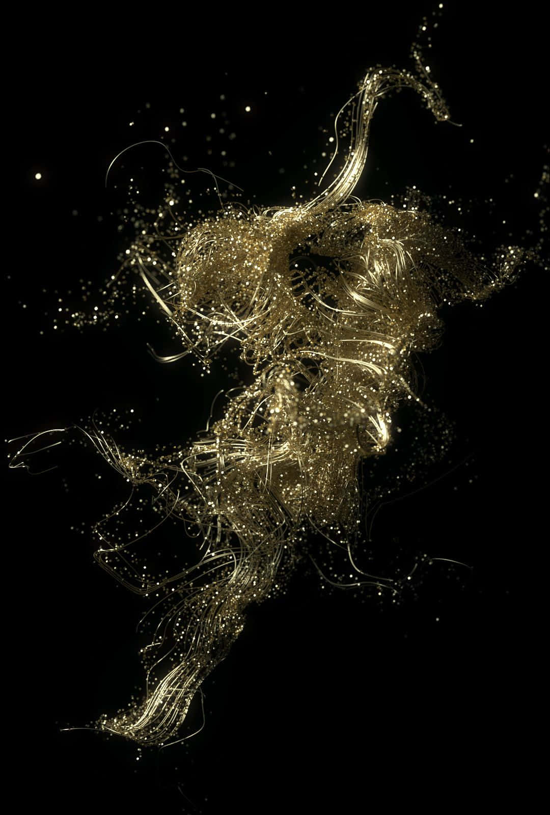 Wispy Black And Gold Aesthetic Wallpaper
