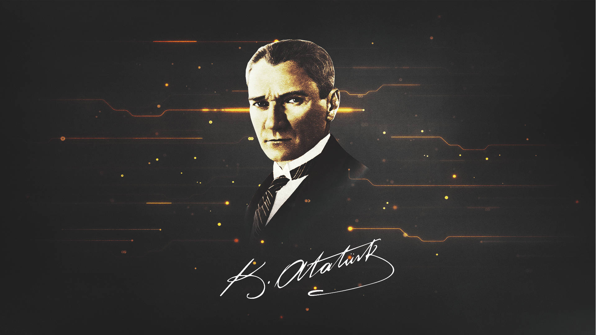 Ataturk Nero E Oro Sfondo